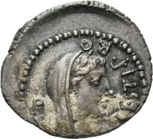 Denar des M. Iunius Brutus und des L. Sestius mit Darstellung eines Dreifußes