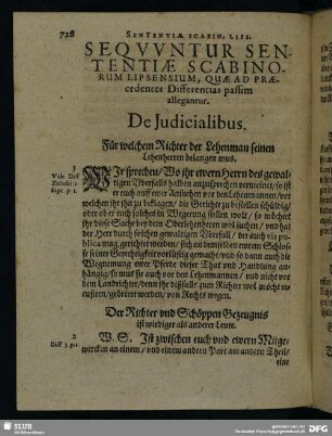 Sequuntur Sententiae Scabinorum Lipsensium, Quae Ad Praecedentes Differentias passim allegantur