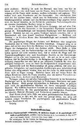 114-117, Archives d'anthropologie criminelle, de médecine légale et de psychologie normale et pathologique. 1909
