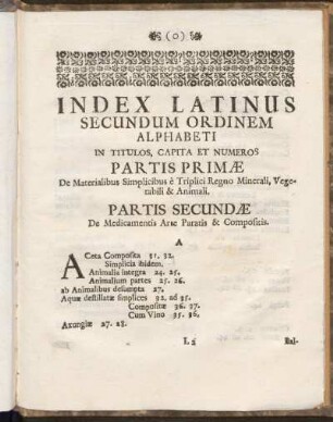 Index Latinus Secundum Ordinem Alphabeti ...