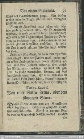 Das 15. Kapitel. Von einer Gutta serena, oder dem schwarzen Staar