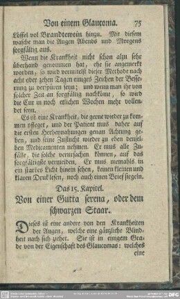 Das 15. Kapitel. Von einer Gutta serena, oder dem schwarzen Staar