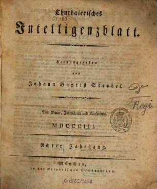 Churpfalzbaierisches Regierungsblatt. 1803 = Jg. 8