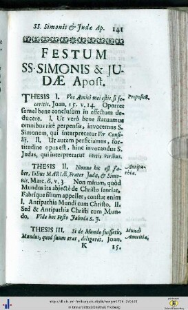 Festum SS. Simonis et Judae Apost.