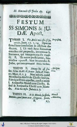 Festum SS. Simonis et Judae Apost.