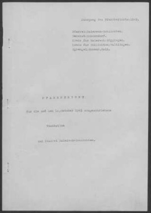 Baiereck-Schlichten: Pfarrbericht 1945
