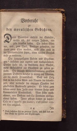 Vorbericht zu den moralischen Gedichten.