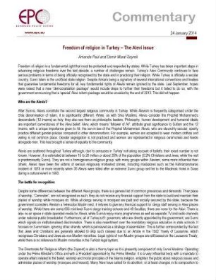 Freedom of religion in Turkey : the Alevi issue