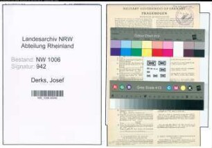 Entnazifizierung Josef Derks , geb. 12.02.1907 (Kohlenhaendler)