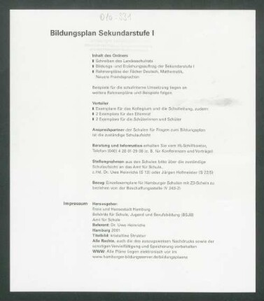 Bildungsplan Sekundarstufe 1