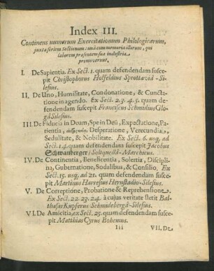 Index III. Continens numerum Exercitationum Philologicarum ...