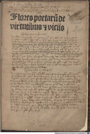 Flores poetarum de virtutibus et vitiis