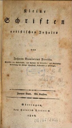 Kleine Schriften artistischen Inhalts, 2