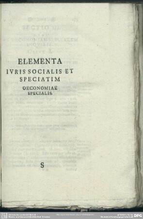 Elementa Iuris Socialis Et Speciatim Oeconomiae Specialis