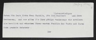 Brief von Gerhart Hauptmann an Lilly Bechtle