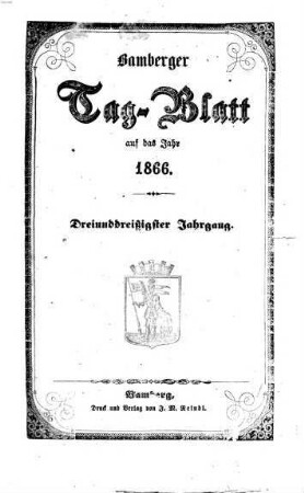 Bamberger Tagblatt. 1866 = Jg. 33, [1] = Jan. - Juni