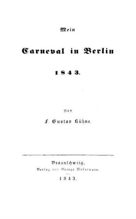 Mein Carneval in Berlin 1843