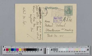 Postkarte an Richard Dehmel