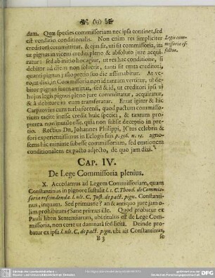 Cap. IV. De Lege Comissoria plenius