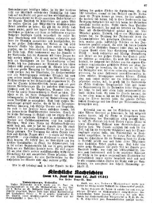 Kirchliche Nachrichten : vom 15. Juni bis zum 10. Juli 1931