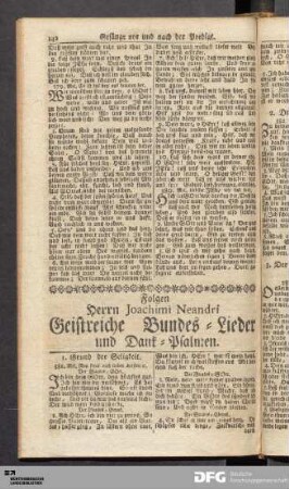 Folgen Herrn Joachimi Neandri Geistreiche Bundes-Lieder und Dank-Psalmen.