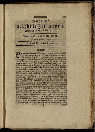 Drey und zwanzigstes Stück, den 6ten Junius, 1789.
