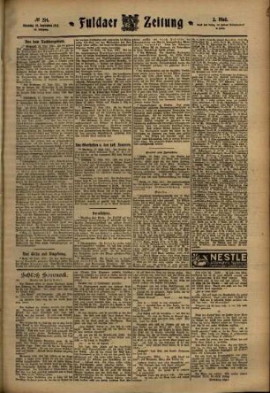 Zweite Ausgabe vom Dienstag, den 19. September 1911.