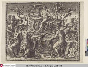 [Apollon sur le Parnasse, au milieu des Muses qui jouent de divers instrumens; Apoll und die Musen]