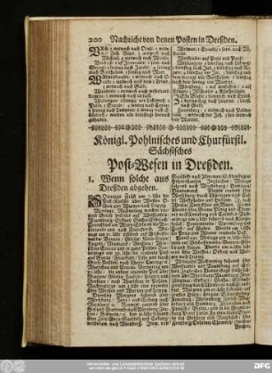 Königl. Pohlnisches und Churfürstl. Sächsisches Post-Wesen in Dreßden.