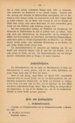 Geld- und Kreditgeschäfte.