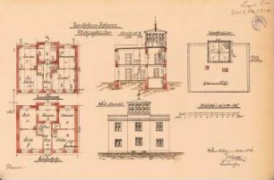 Leuchtturm, Kekenis: Wohngebäude: Ansicht, Grundrisse, Schnitte 1:100