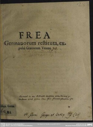 Frea Germanorum restituta, expulsa Graecorum Venere