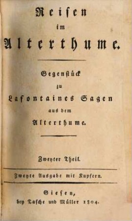 Reisen im Alterthume : Gegenstück zu Lafontaines Sagen aus dem Alterthume, 2
