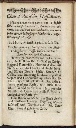 Chur-Côllnische Hoff-Suite.