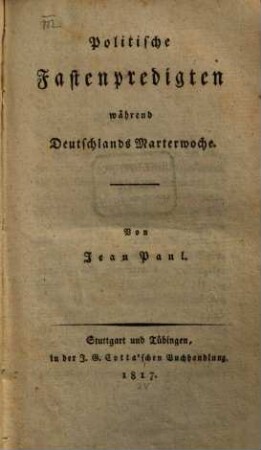 Politische Fastenpredigten während Deutschlands Marterwoche