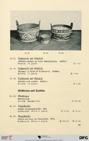 Stickereien und Textilien (Nr. 274-290)