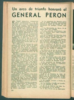 Un arco de triunfo honrará al general Perón