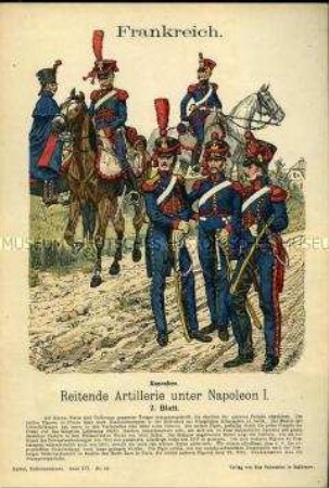 Uniformdarstellung, Kanoniere der Reitenden Artillerie, Erstes Kaiserreich Frankreich, 1806/1812.