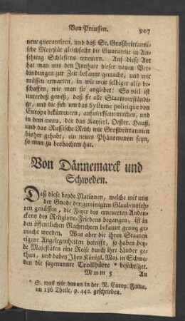 Von Dännemarck und Schweden