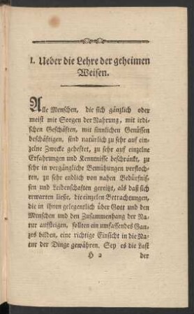 I. Ueber die Lehre der geheimen Weisen