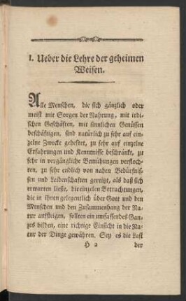 I. Ueber die Lehre der geheimen Weisen