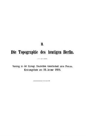 II. Die Topographie des heutigen Berlin
