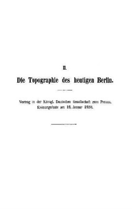 II. Die Topographie des heutigen Berlin