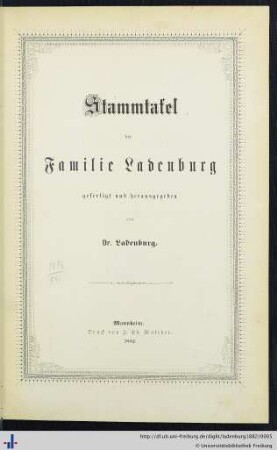 Stammtafel der Familie Ladenburg