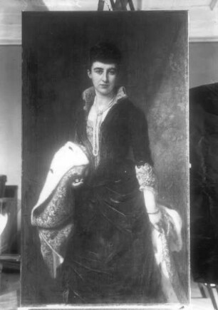 Porträt Sophie Gräfin von Schönburg, geb. Gräfin d’Ursel (1851-1932), 2. Ehefrau des Grafen Carl von Schönburg (1832-1898), Gemälde Öl/Leinwand, dat. 1887