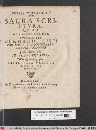 Theses Theologicae De Sacra Scriptura