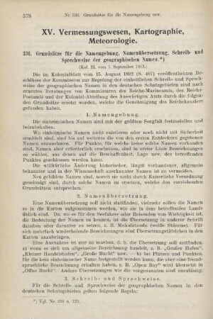 XV. Vermessungswesen, Kartographie, Meteorologie