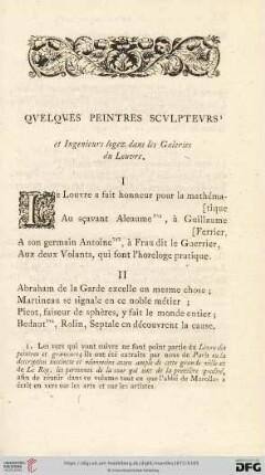 Quelques peintres sculpteurs (I-X)