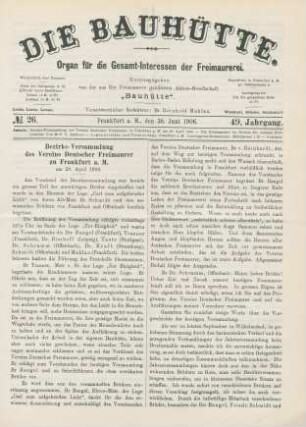 No. 26. Frankfurt a. M., den 30. Juni 1906. 49. Jahrgang.