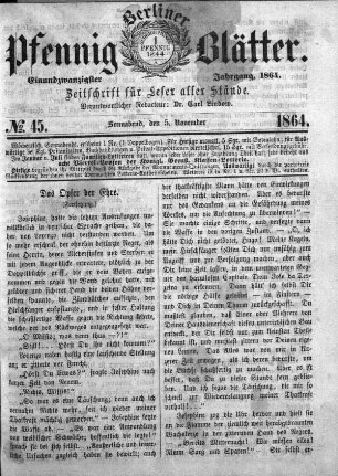 No. 45, Sonnabend, den 5. November 1864
